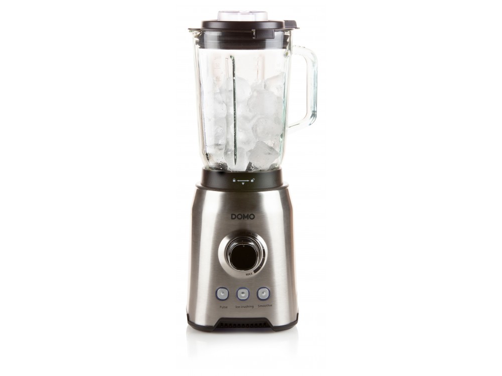 DOMO Blender with 1.5lt Glass Jug, Blender for Smoothies with Adjustable Speed ​​& 3 Programs + Recipe Book