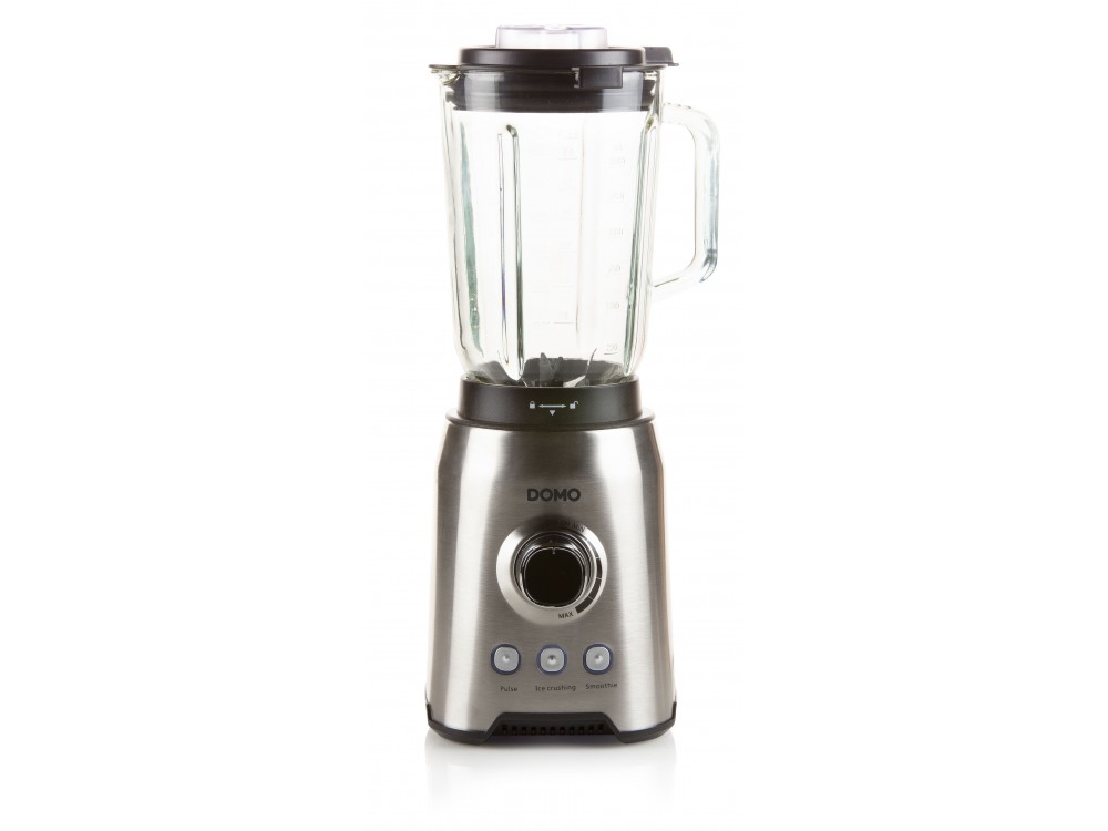 DOMO Blender with 1.5lt Glass Jug, Blender for Smoothies with Adjustable Speed ​​& 3 Programs + Recipe Book
