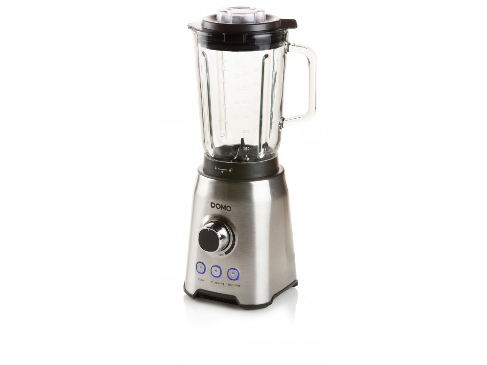 DOMO Blender with 1.5lt Glass Jug, Blender for Smoothies with Adjustable Speed ​​& 3 Programs + Recipe Book