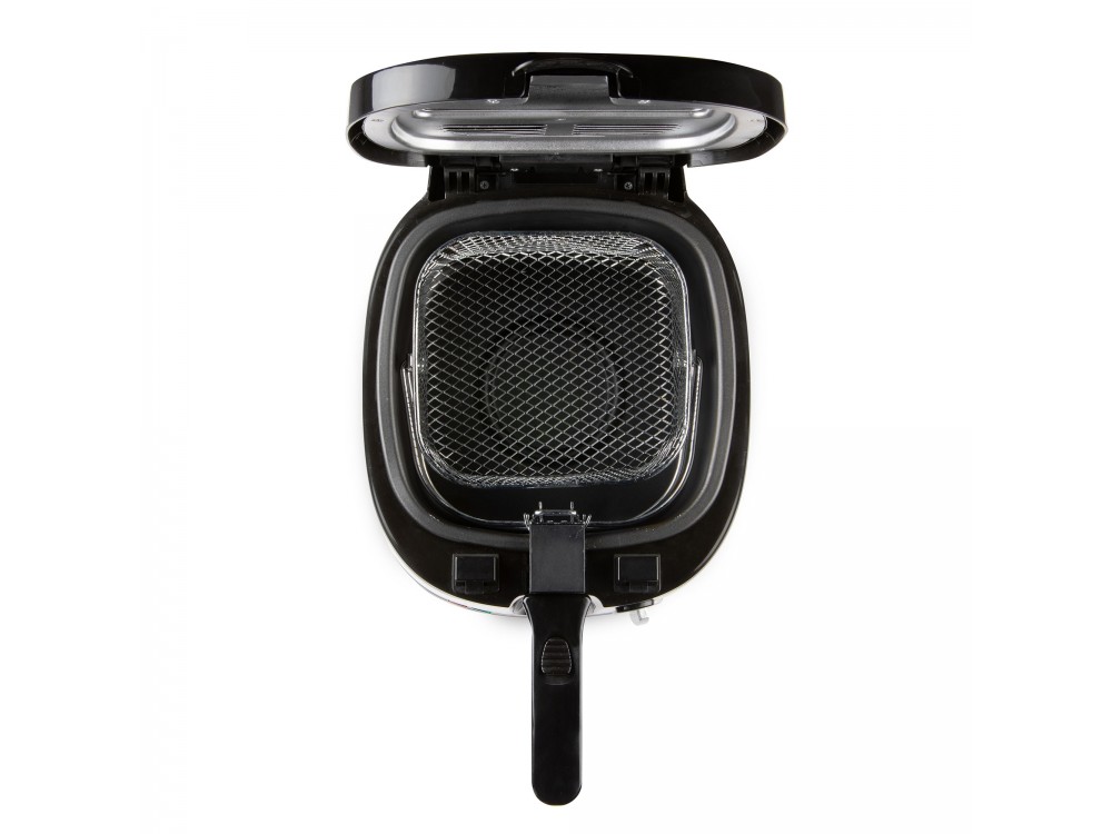 DOMO Deep Fryer B-Smart, Oil Fryer with Cooking Control Glass, Removable 2.5lt Bucket & Lid, Black