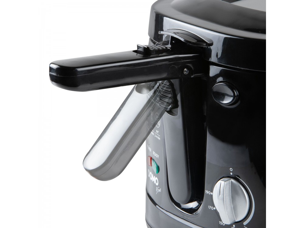 DOMO Deep Fryer B-Smart, Oil Fryer with Cooking Control Glass, Removable 2.5lt Bucket & Lid, Black