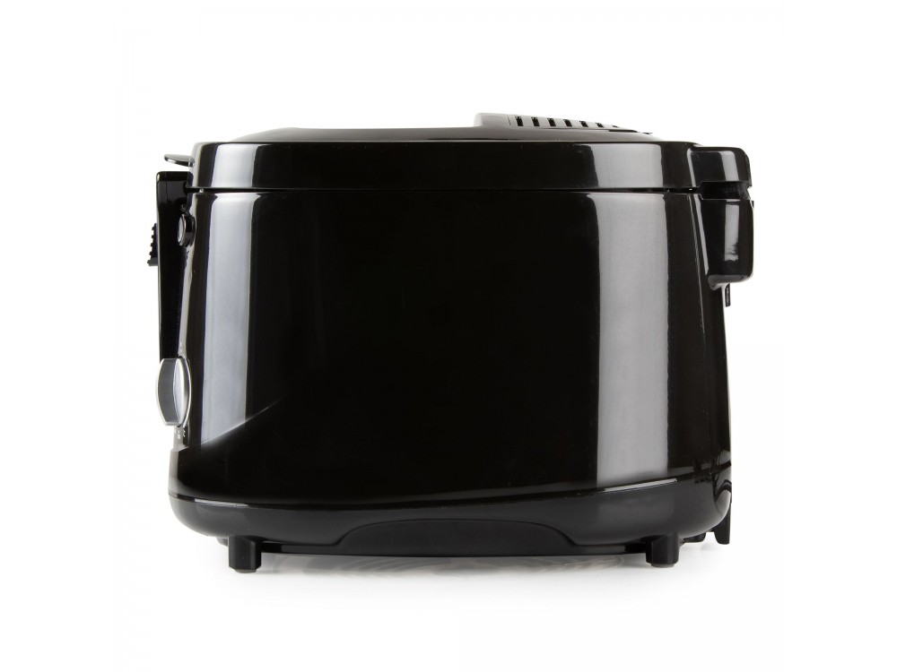 DOMO Deep Fryer B-Smart, Oil Fryer with Cooking Control Glass, Removable 2.5lt Bucket & Lid, Black