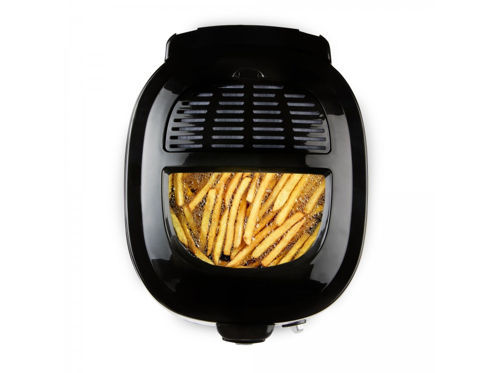 DOMO Deep Fryer B-Smart, Oil Fryer with Cooking Control Glass, Removable 2.5lt Bucket & Lid, Black
