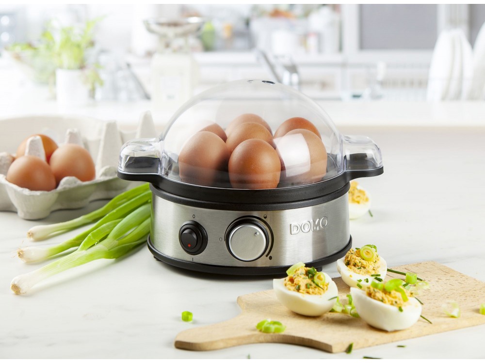 DOMO Egg Boiler, 7 Egg Boiler 400W with 3 Boiling Levels, Stainless Steel