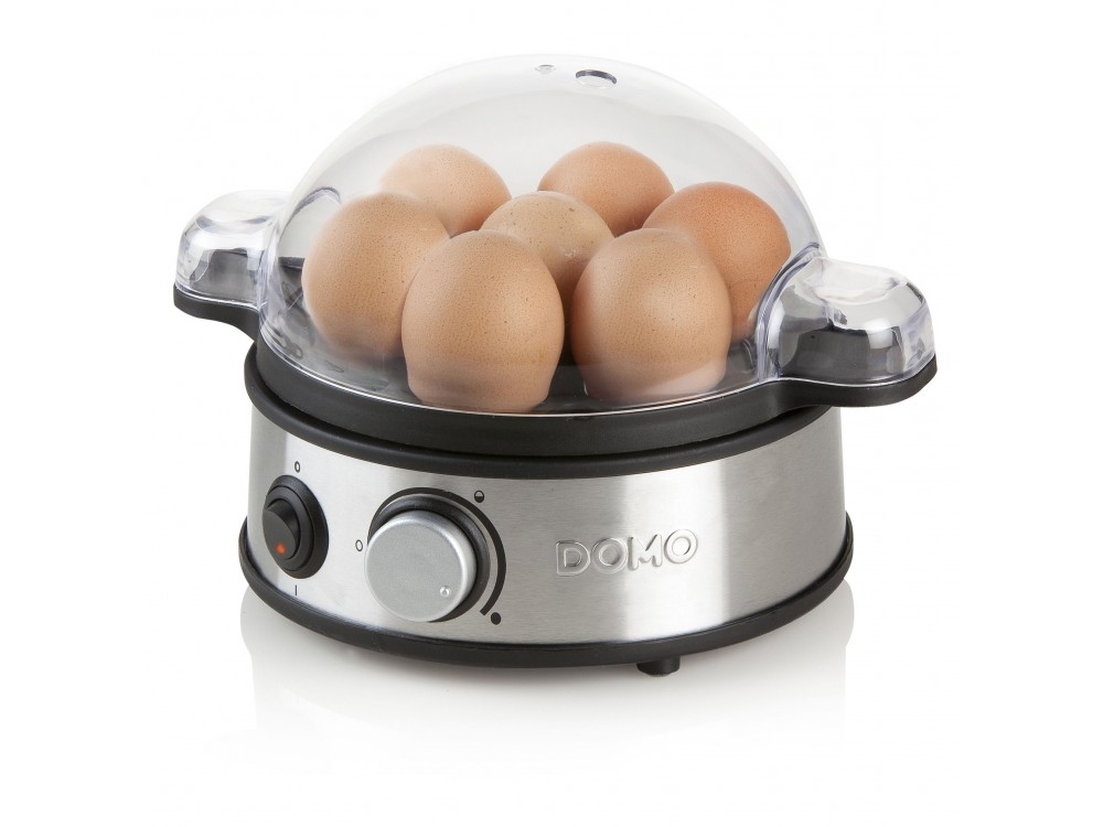 DOMO Egg Boiler, 7 Egg Boiler 400W with 3 Boiling Levels, Stainless Steel