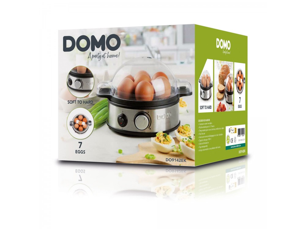 DOMO Egg Boiler, 7 Egg Boiler 400W with 3 Boiling Levels, Stainless Steel