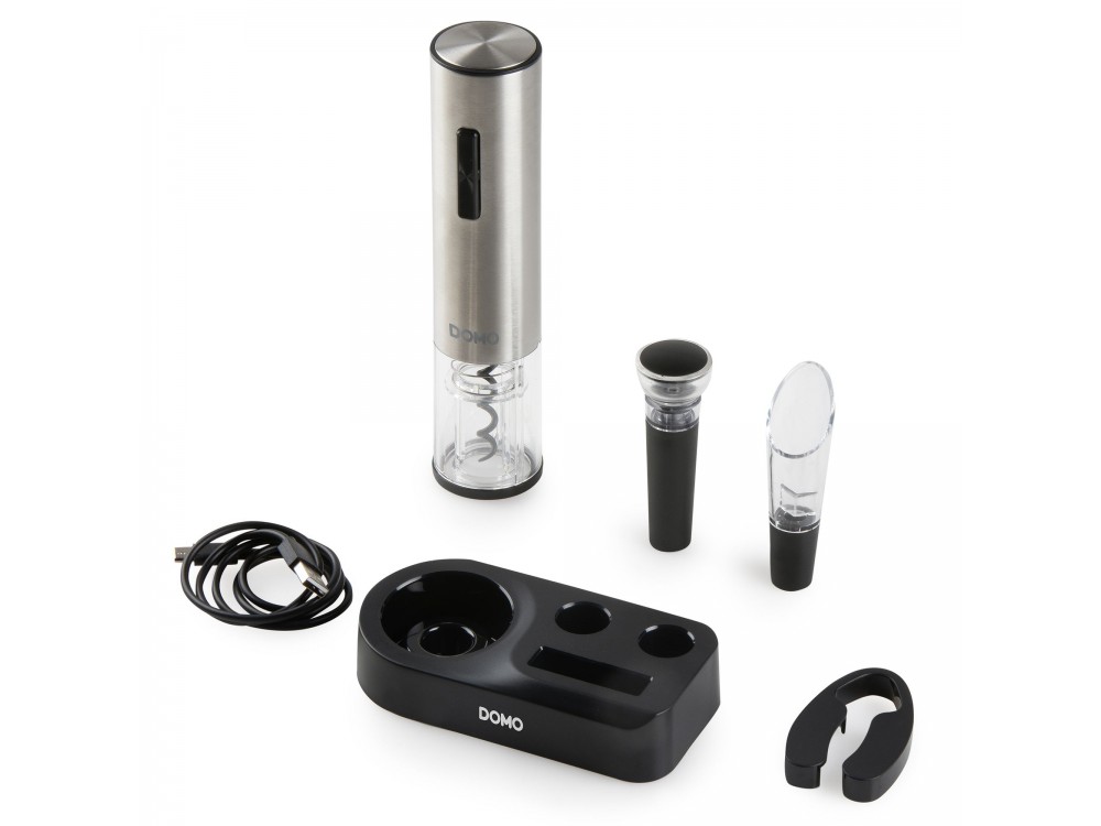DOMO Electric Corkscrew Wine Opener, 5-Piece Wine Accessory Set with Electric Opener with LED Light, Rechargeable