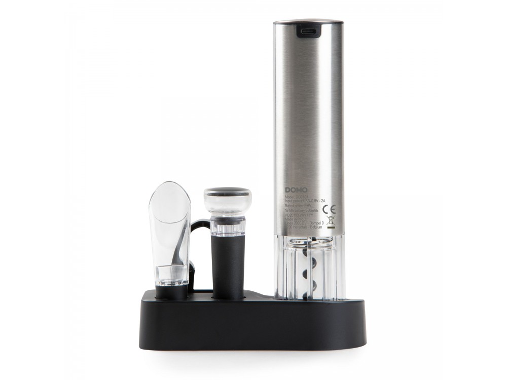 DOMO Electric Corkscrew Wine Opener, 5-Piece Wine Accessory Set with Electric Opener with LED Light, Rechargeable