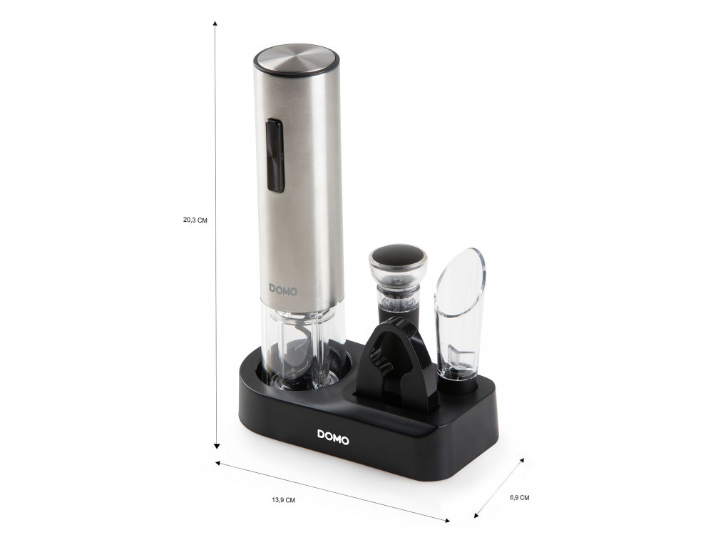 DOMO Electric Corkscrew Wine Opener, 5-Piece Wine Accessory Set with Electric Opener with LED Light, Rechargeable