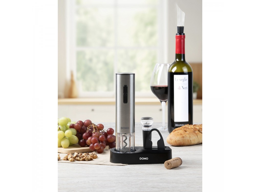 DOMO Electric Corkscrew Wine Opener, 5-Piece Wine Accessory Set with Electric Opener with LED Light, Rechargeable