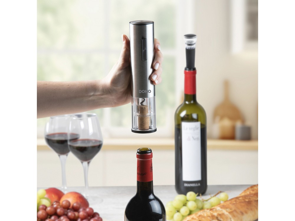 DOMO Electric Corkscrew Wine Opener, 5-Piece Wine Accessory Set with Electric Opener with LED Light, Rechargeable