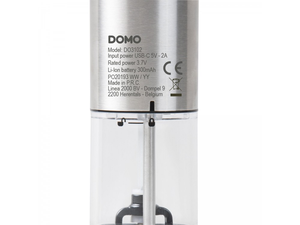 DOMO Electric Salt and Pepper Mills Set Grinder, Rechargeable Salt & Pepper Mill with LED Light, Set of 2