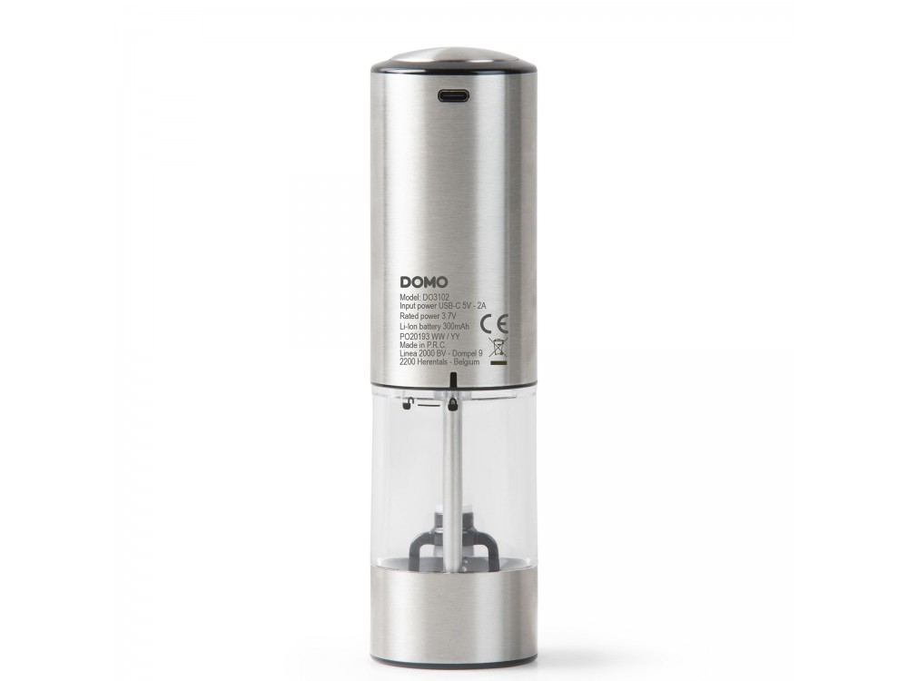 DOMO Electric Salt and Pepper Mills Set Grinder, Rechargeable Salt & Pepper Mill with LED Light, Set of 2