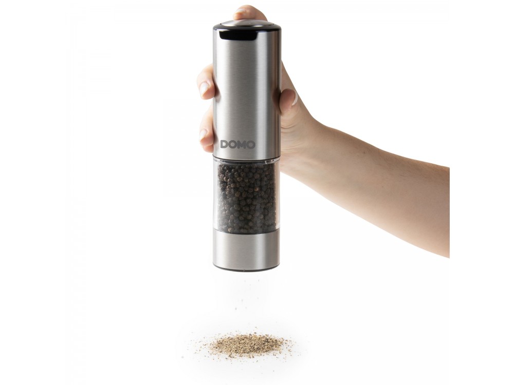 DOMO Electric Salt and Pepper Mills Set Grinder, Rechargeable Salt & Pepper Mill with LED Light, Set of 2