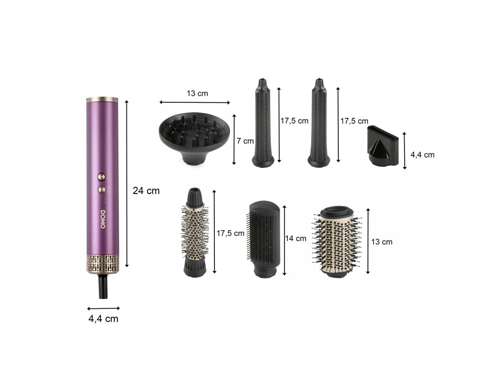 DOMO Multistyler 7-in-1, Electric Air Brush for Straightening and Curling