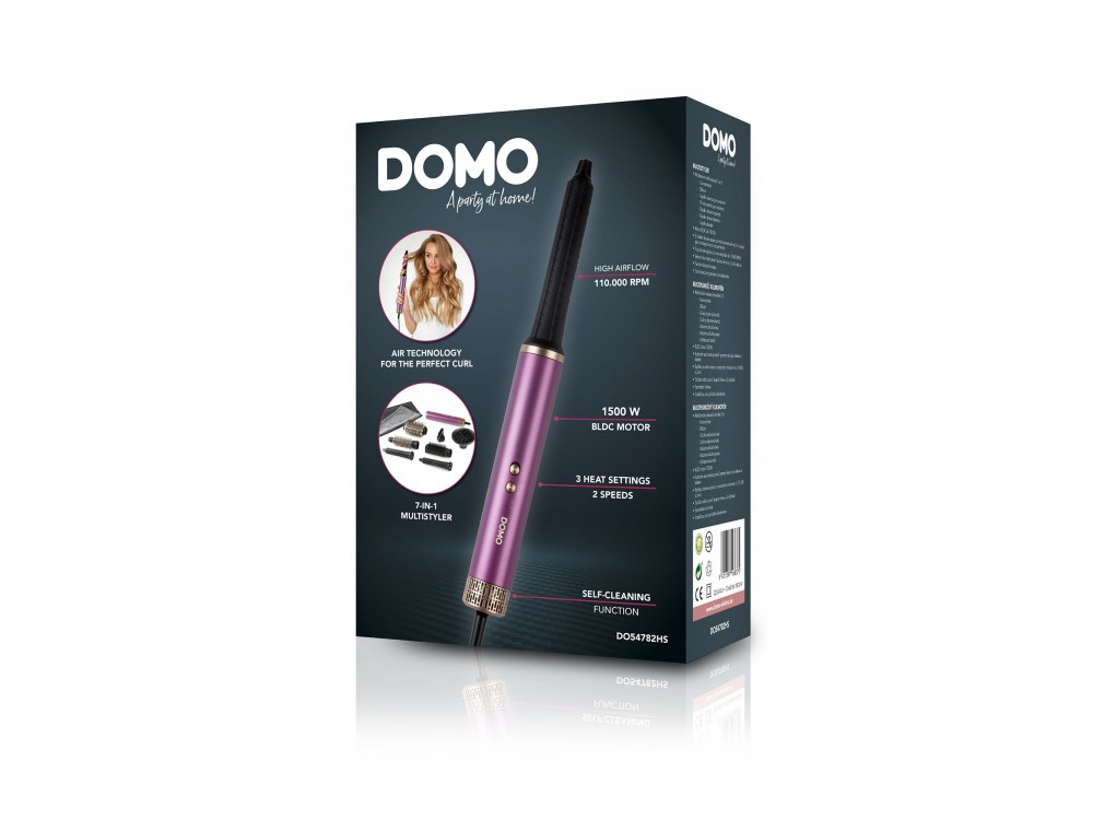 DOMO Multistyler 7-in-1, Electric Air Brush for Straightening and Curling