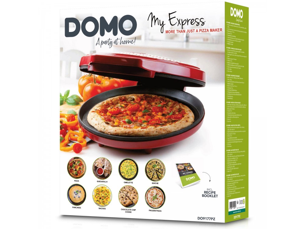DOMO My Express Pizza Maker, Cast Iron Pizza Maker, Red
