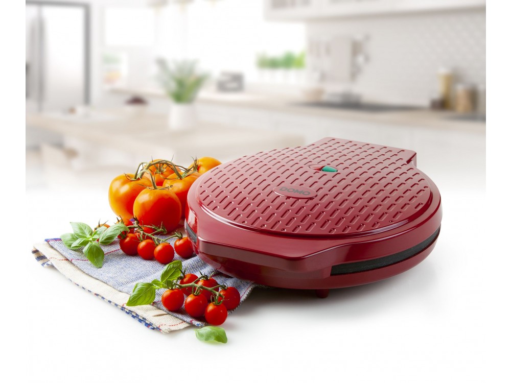 DOMO My Express Pizza Maker, Cast Iron Pizza Maker, Red
