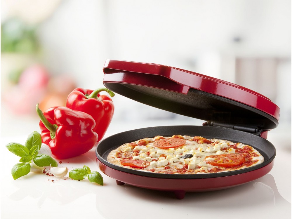DOMO My Express Pizza Maker, Cast Iron Pizza Maker, Red