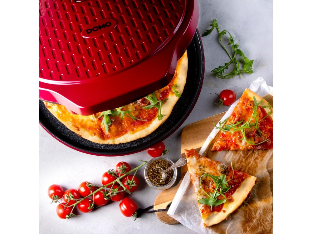 DOMO My Express Pizza Maker, Cast Iron Pizza Maker, Red