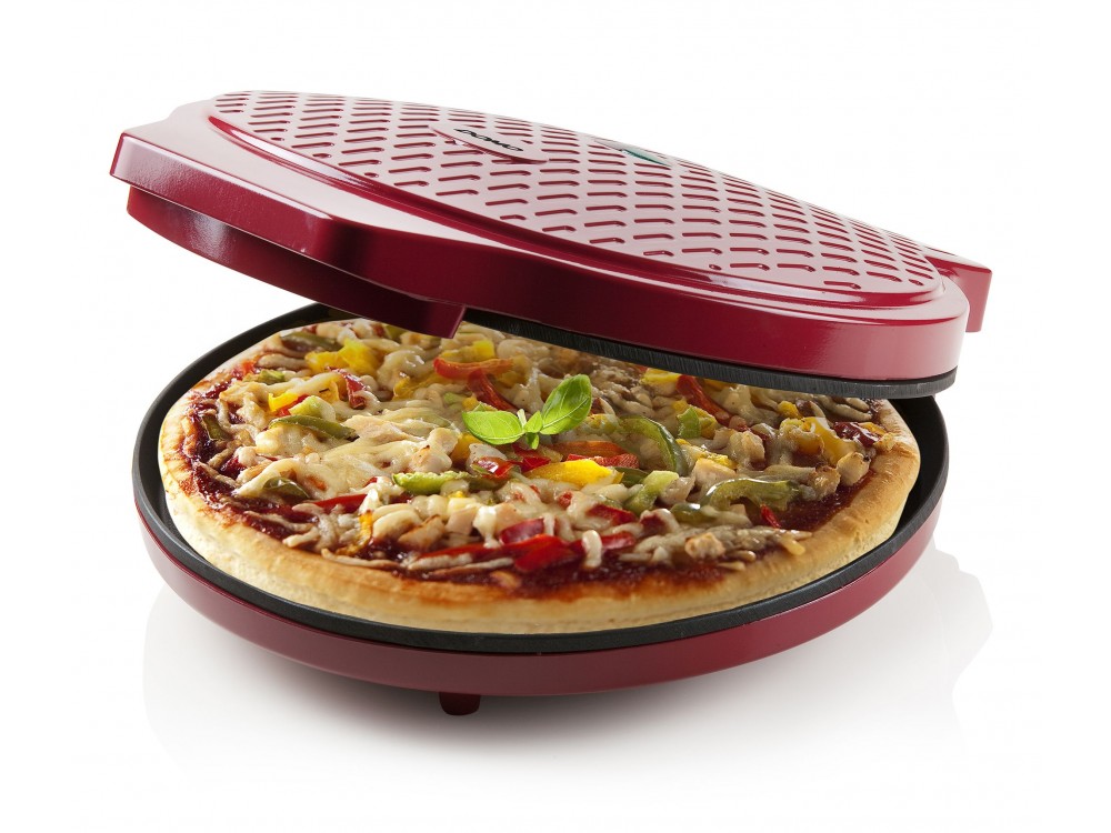 DOMO My Express Pizza Maker, Cast Iron Pizza Maker, Red