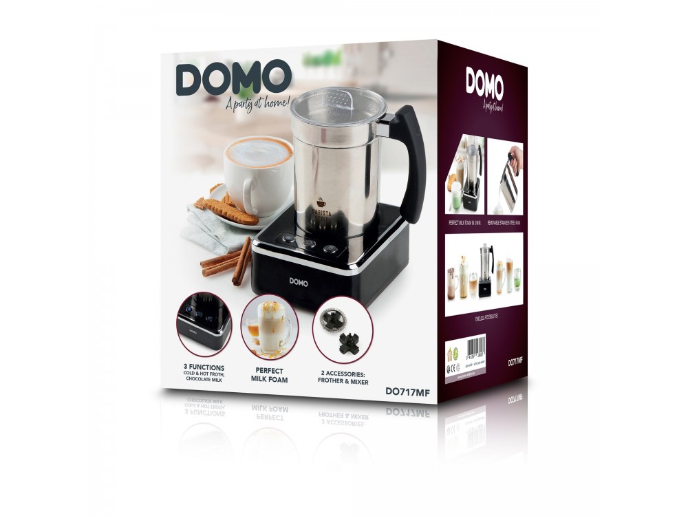 DOMO Perfect Foam Milk Frother, Milk Frother (Hot or Cold), Stainless Steel
