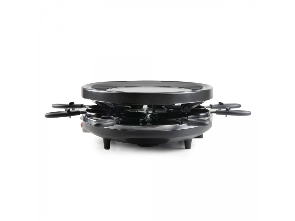 DOMO Raclette Grill, Electric Raclette Grill with 8 Enamelled Raclette Pans & Wooden Spatulas, PFAS-free