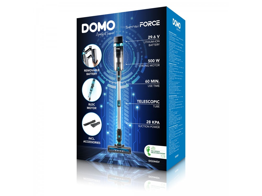 DOMO Sensi Force 2-in-1, Cordless Stick Vacuum Cleaner & Handheld Vacuum Cleaner, Up to 60min Runtime