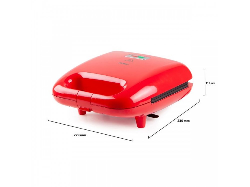 DOMO Snack Party 5-in-1, Toaster / Breakfast & Snack Multi-Device with 5 Removable Plates + Recipe Book, PFAS-free, Red