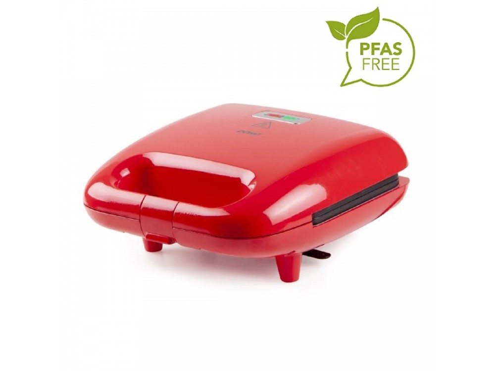 DOMO Snack Party 5-in-1, Toaster / Breakfast & Snack Multi-Device with 5 Removable Plates + Recipe Book, PFAS-free, Red
