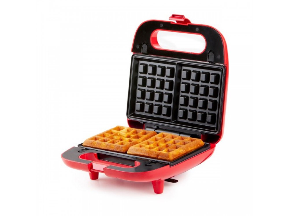 DOMO Snack Party 5-in-1, Toaster / Breakfast & Snack Multi-Device with 5 Removable Plates + Recipe Book, PFAS-free, Red