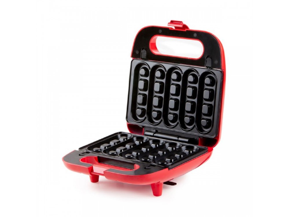 DOMO Snack Party 5-in-1, Toaster / Breakfast & Snack Multi-Device with 5 Removable Plates + Recipe Book, PFAS-free, Red