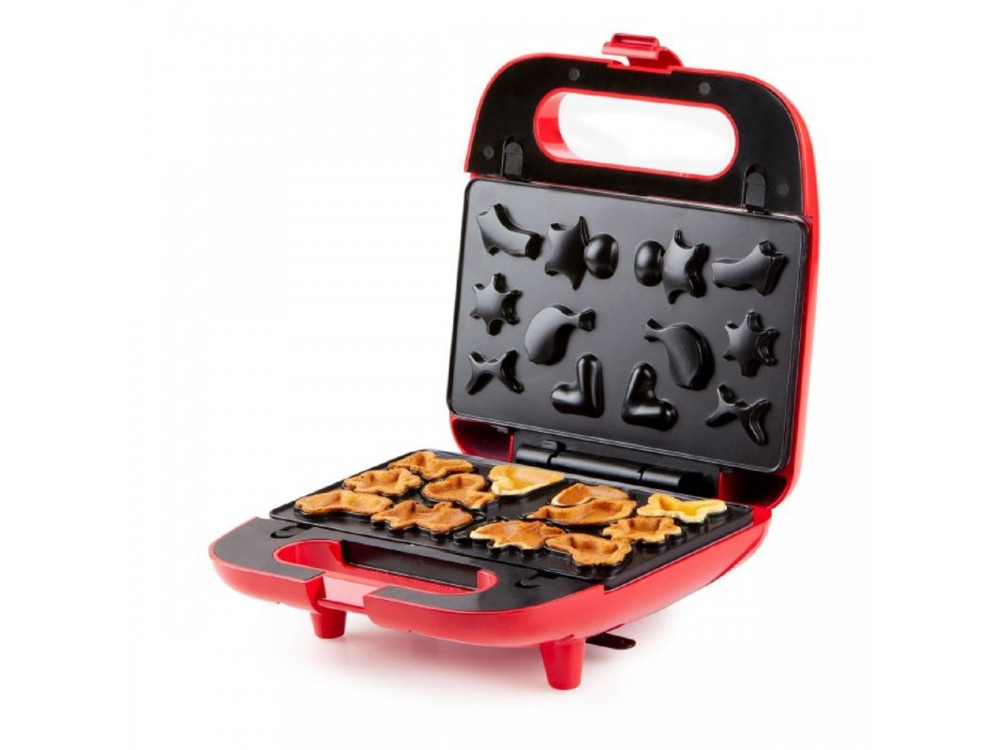 DOMO Snack Party 5-in-1, Toaster / Breakfast & Snack Multi-Device with 5 Removable Plates + Recipe Book, PFAS-free, Red
