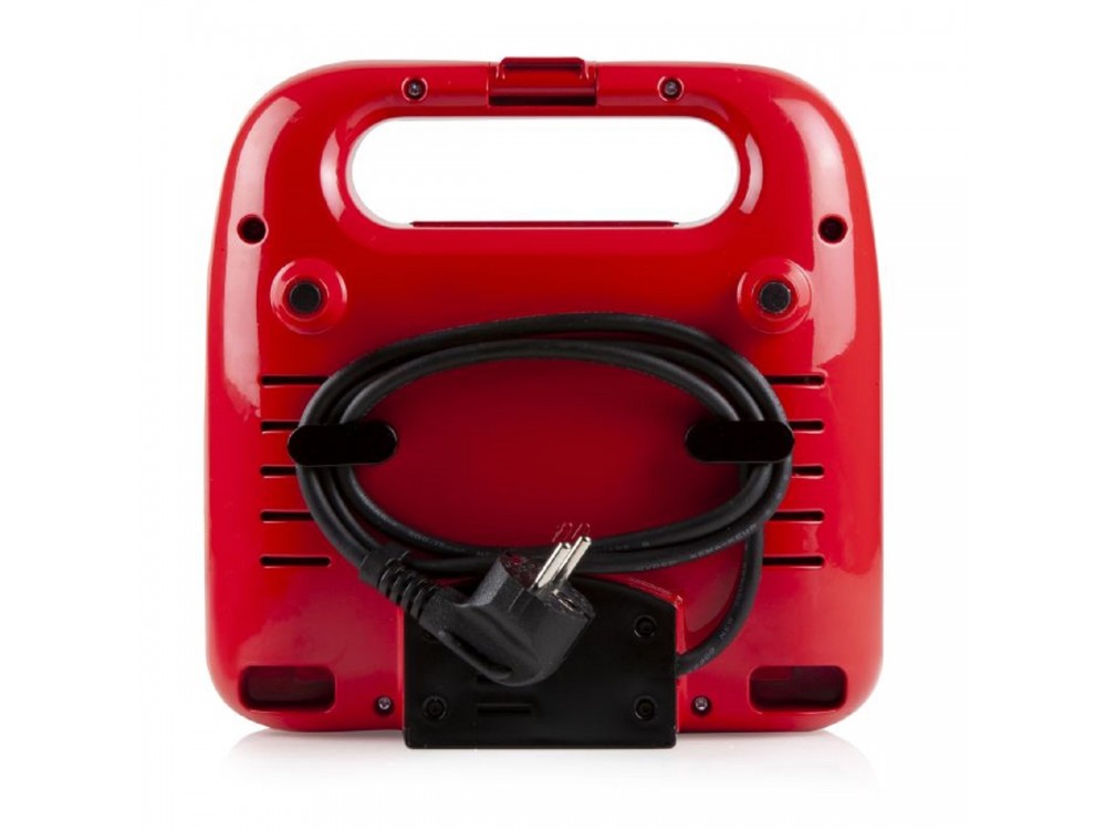 DOMO Snack Party 5-in-1, Toaster / Breakfast & Snack Multi-Device with 5 Removable Plates + Recipe Book, PFAS-free, Red