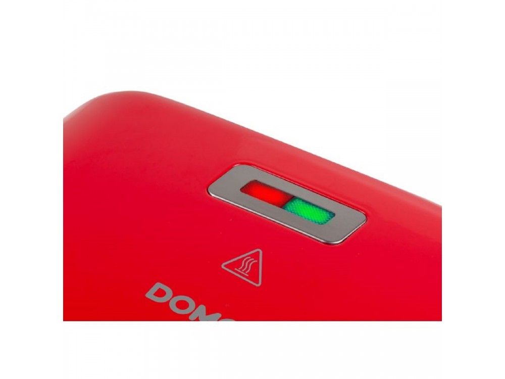 DOMO Snack Party 5-in-1, Toaster / Breakfast & Snack Multi-Device with 5 Removable Plates + Recipe Book, PFAS-free, Red