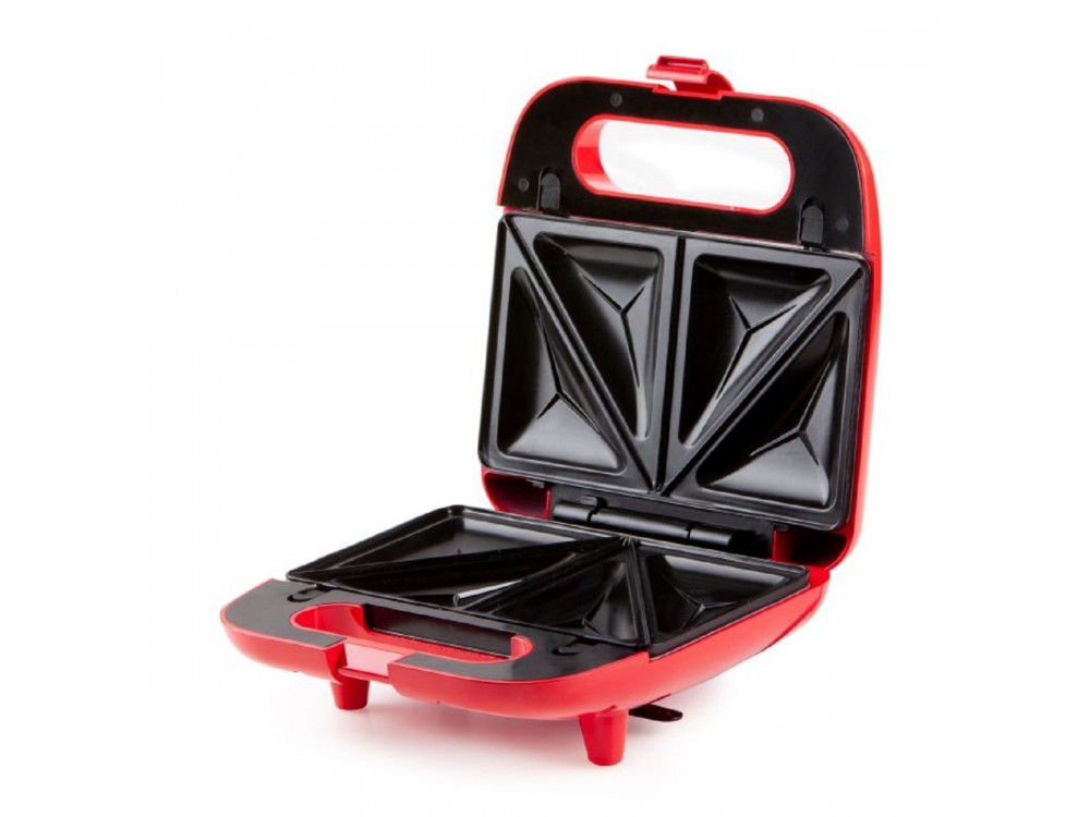DOMO Snack Party 5-in-1, Toaster / Breakfast & Snack Multi-Device with 5 Removable Plates + Recipe Book, PFAS-free, Red