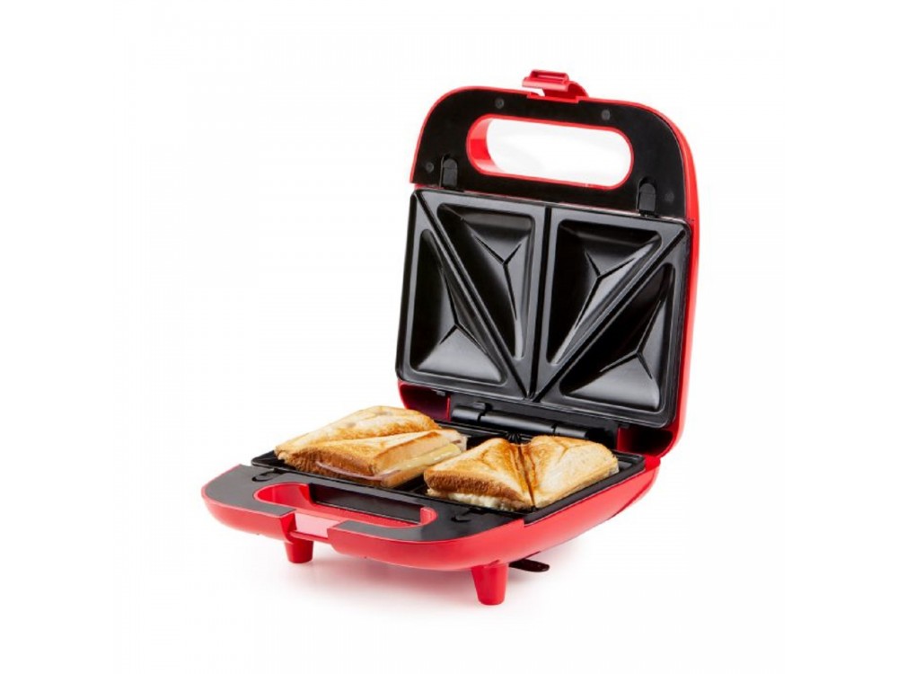 DOMO Snack Party 5-in-1, Toaster / Breakfast & Snack Multi-Device with 5 Removable Plates + Recipe Book, PFAS-free, Red