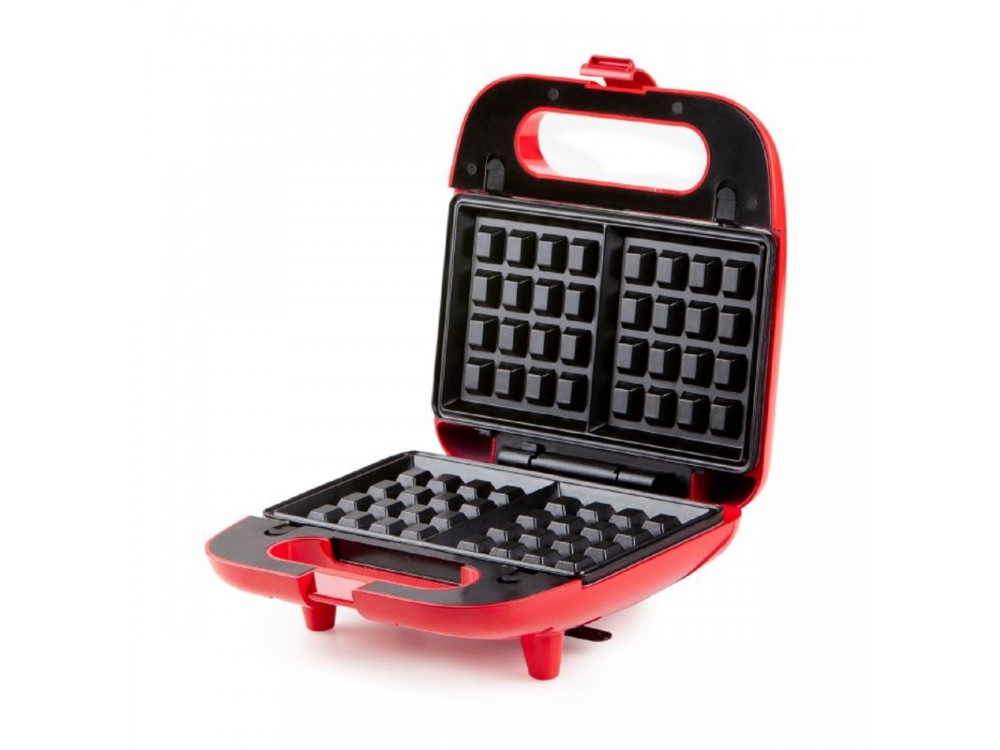 DOMO Snack Party 5-in-1, Toaster / Breakfast & Snack Multi-Device with 5 Removable Plates + Recipe Book, PFAS-free, Red
