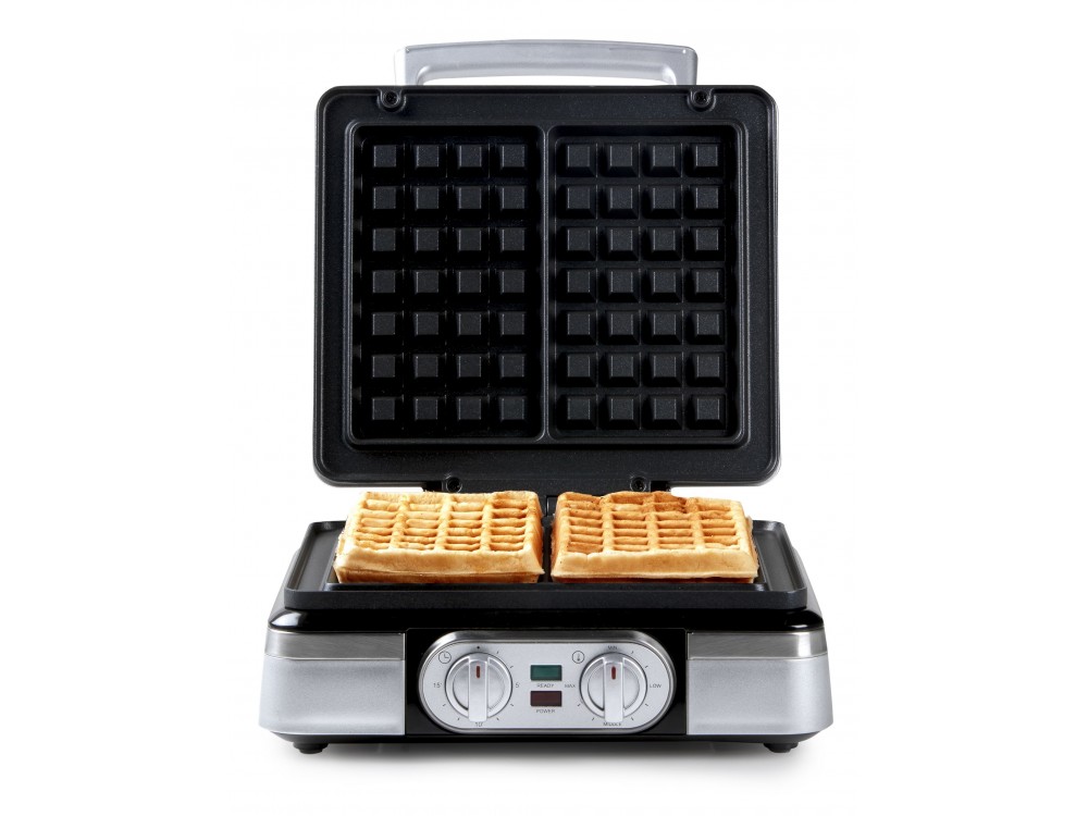 DOMO Waffle Maker XL, Waffle Maker with Adjustable Temperature, For Square Waffles, with Recipe Book, BPA-Free