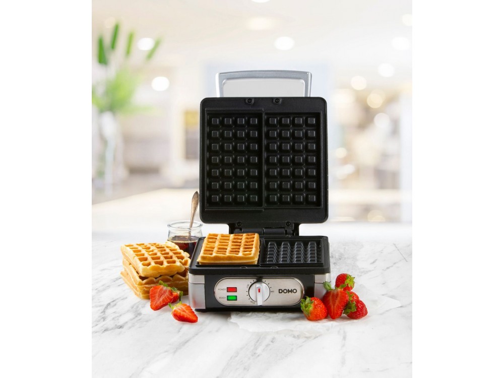 DOMO Waffle Maker, Waffle Maker with Adjustable Temperature, For Square Waffles, BPA-Free