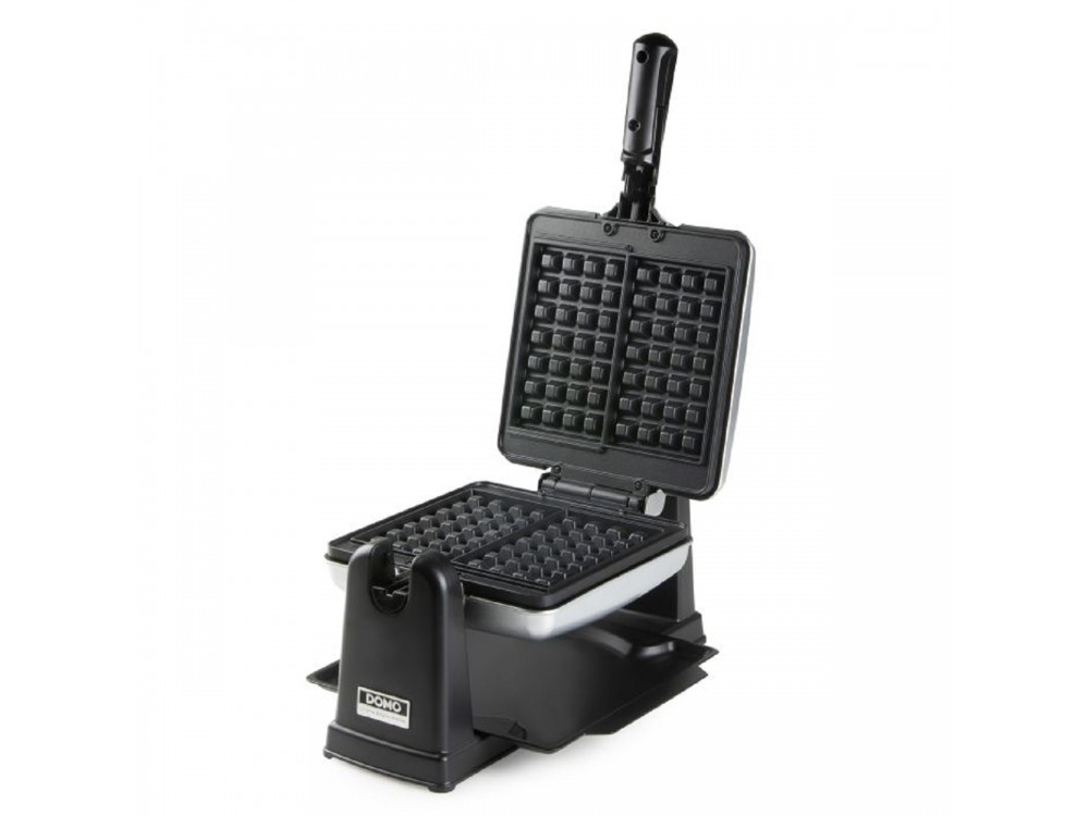 DOMO Waffle Maker, Rotating Waffle Maker with Cool Touch Handles & Adjustable Temperature, Square with Recipe Book