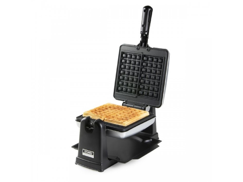 DOMO Waffle Maker, Rotating Waffle Maker with Cool Touch Handles & Adjustable Temperature, Square with Recipe Book