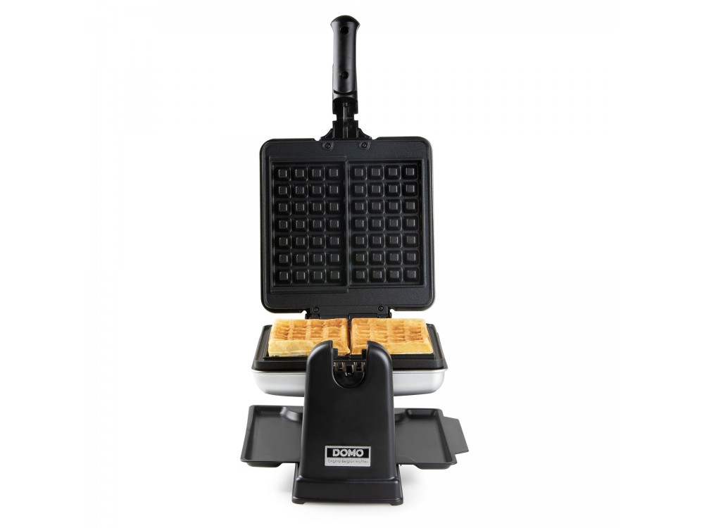 DOMO Waffle Maker, Rotating Waffle Maker with Cool Touch Handles & Adjustable Temperature, Square with Recipe Book
