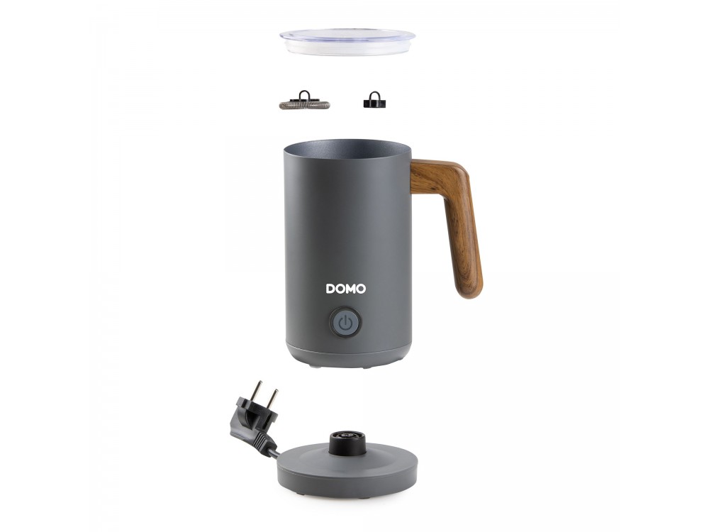 DOMO Wood You Milk Frother, Milk Frother (Hot or Cold), Matt Gray