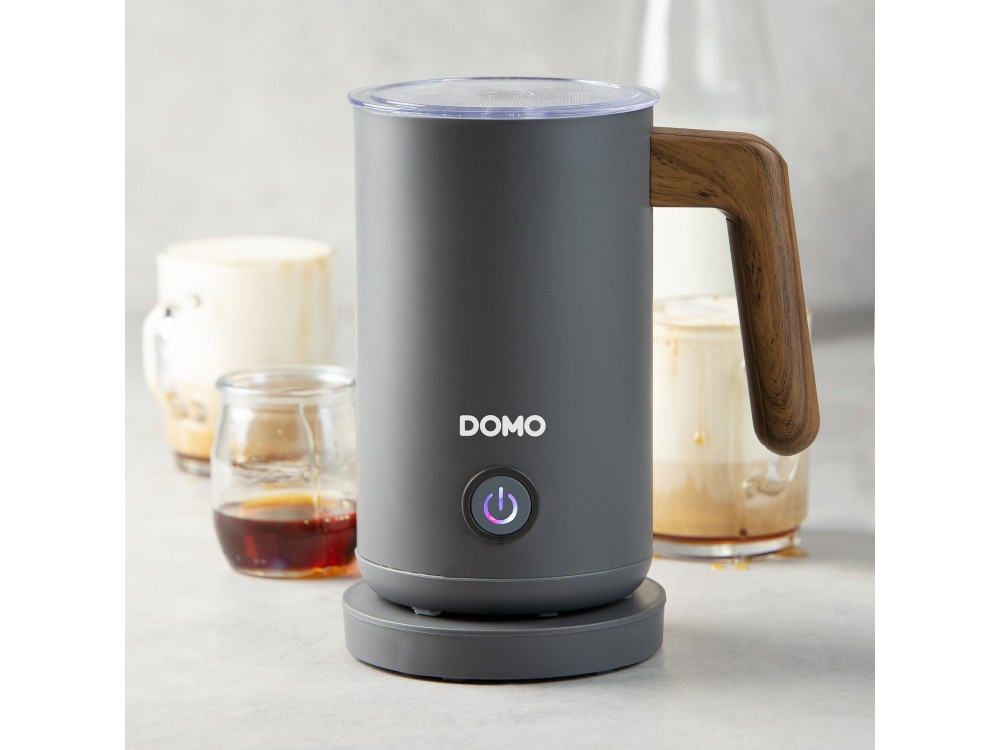 DOMO Wood You Milk Frother, Milk Frother (Hot or Cold), Matt Gray