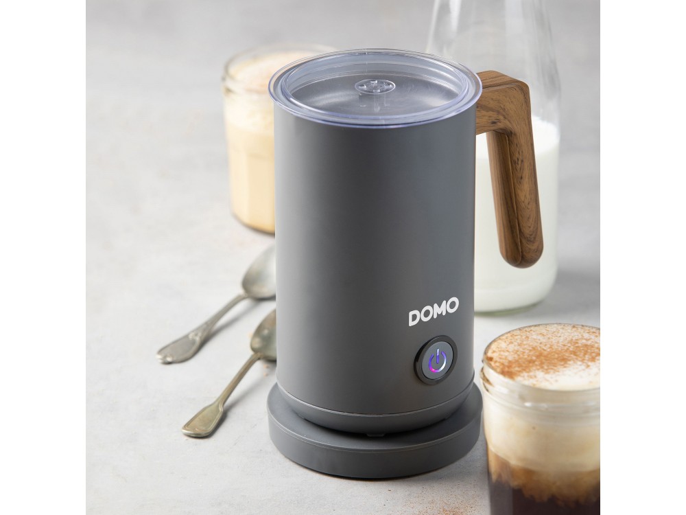 DOMO Wood You Milk Frother, Milk Frother (Hot or Cold), Matt Gray
