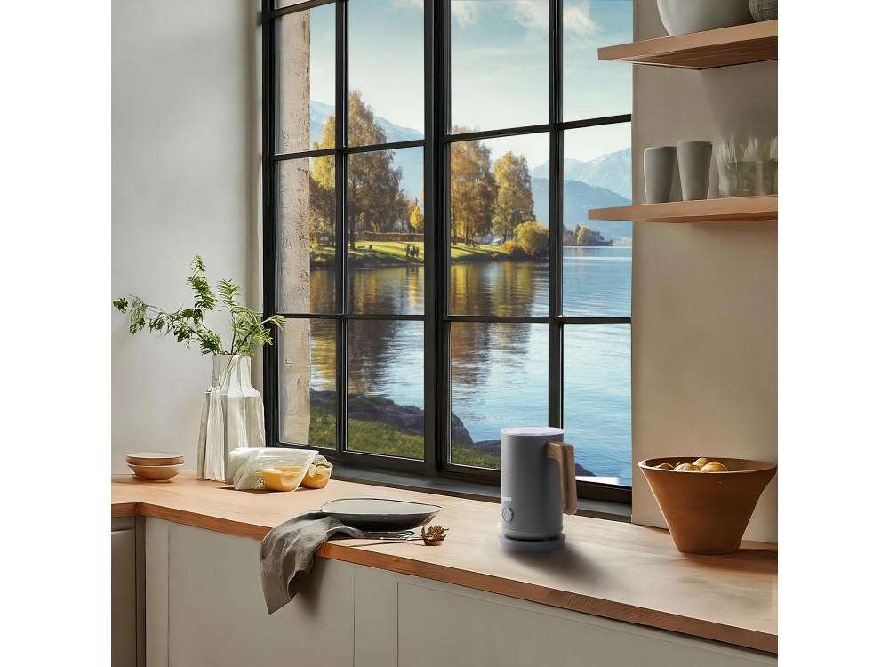 DOMO Wood You Milk Frother, Milk Frother (Hot or Cold), Matt Gray