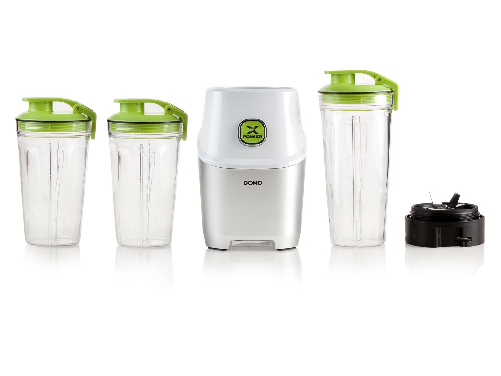 DOMO Xpower Blender, Blender for Smoothies with 3 Bottles (2 x 530 + 710ml) BPA Free + Recipe Book