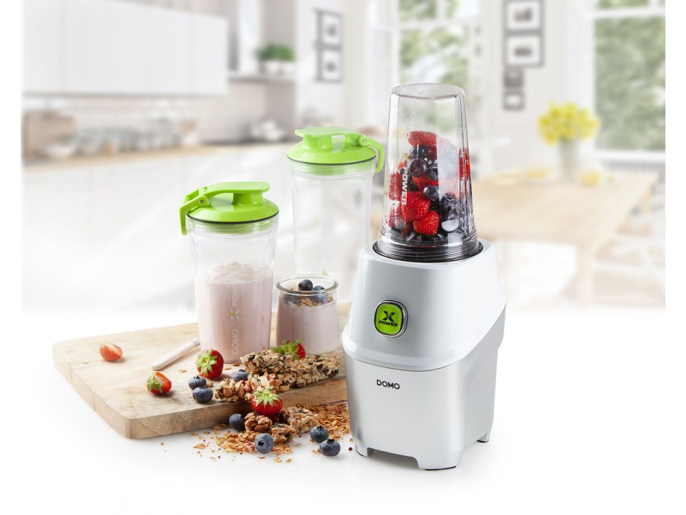 DOMO Xpower Blender, Blender for Smoothies with 3 Bottles (2 x 530 + 710ml) BPA Free + Recipe Book