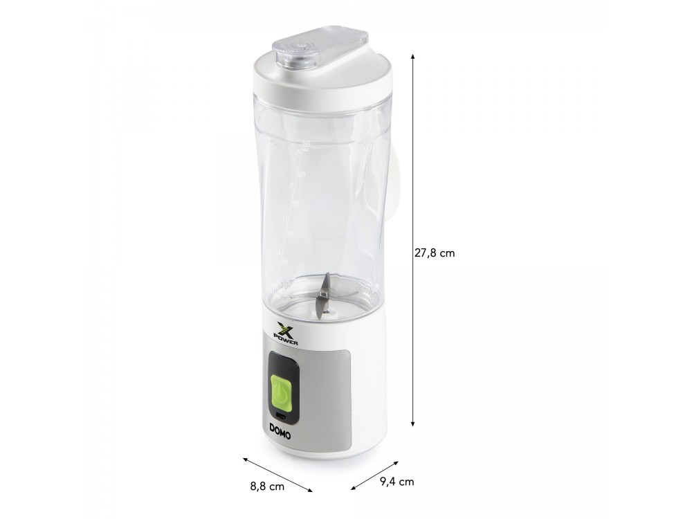 DOMO Xpower blender-to-go, Portable Battery Blender for Smoothies 600ml, Rechargeable with USB-C